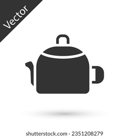 Grey Kettle with handle icon isolated on white background. Teapot icon.  Vector