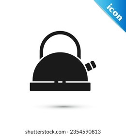 Gray Kettle mit Griffsymbol einzeln auf weißem Hintergrund. Teekocher Ikone.  Vektorgrafik