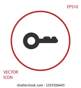 Grey Key icon isolated on white background. Red circle button. Vector Illustration