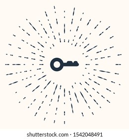 Grey Key icon isolated on beige background. Abstract circle random dots. Vector Illustration