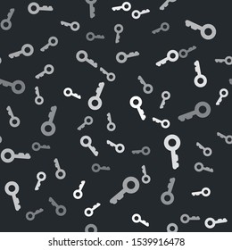 Grey Key icon isolated seamless pattern on black background.  Vector Illustration