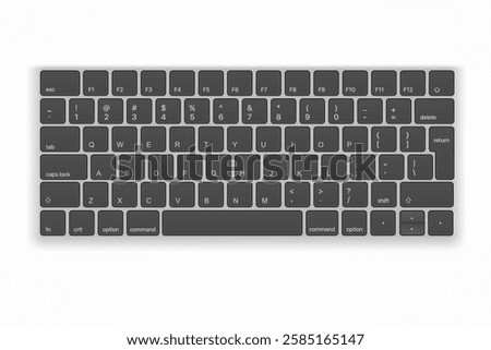 Grey keyboard buttons isolated on white background. 3d vector illustration