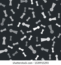 Grey Keyhole icon isolated seamless pattern on black background. Key of success solution. Keyhole express the concept of riddle, secret, safety, security.  Vector Illustration