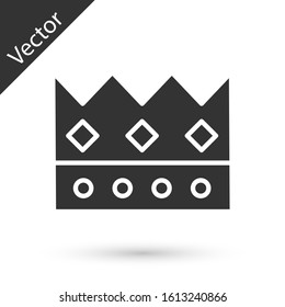 Grey King crown icon isolated on white background.  Vector Illustration