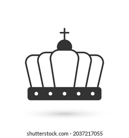 Grey King crown icon isolated on white background.  Vector