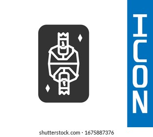 Grey King playing card with diamonds symbol icon isolated on white background. Casino gambling.  Vector Illustration