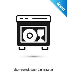 Grey Kitchen dishwasher machine icon isolated on white background.  Vector