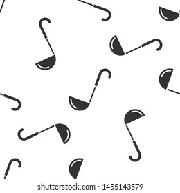 Grey Kitchen ladle icon isolated seamless pattern on white background. Cooking utensil. Cutlery spoon sign.  Vector Illustration