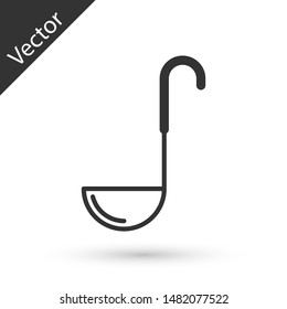 Grey Kitchen ladle icon isolated on white background. Cooking utensil. Cutlery spoon sign.  Vector Illustration