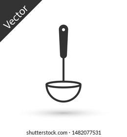 Grey Kitchen ladle icon isolated on white background. Cooking utensil. Cutlery spoon sign.  Vector Illustration