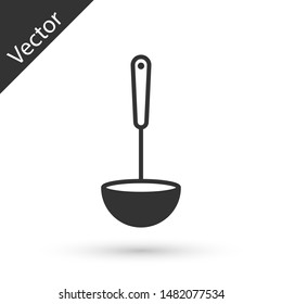 Grey Kitchen ladle icon isolated on white background. Cooking utensil. Cutlery spoon sign.  Vector Illustration