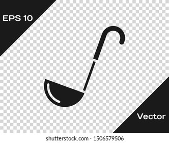 Grey Kitchen ladle icon isolated on transparent background. Cooking utensil. Cutlery spoon sign.  Vector Illustration