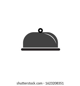 Grey kitchen tray for restaurant, icon, isolated on white. Vector illustration.