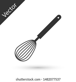 Grey Kitchen whisk icon isolated on white background. Cooking utensil, egg beater. Cutlery sign. Food mix symbol.  Vector Illustration