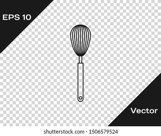 Grey Kitchen whisk icon isolated on transparent background. Cooking utensil, egg beater. Cutlery sign. Food mix symbol.  Vector Illustration