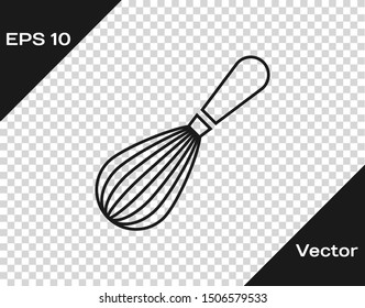 Grey Kitchen whisk icon isolated on transparent background. Cooking utensil, egg beater. Cutlery sign. Food mix symbol.  Vector Illustration