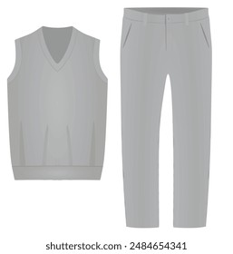 Grey knitted pullover and pants. vector illustration