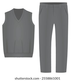 Grey knitted pullover and pants. vector illustration