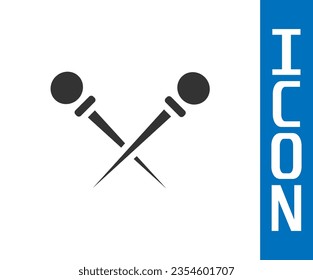 Grey Knitting needles icon isolated on white background. Label for hand made, knitting or tailor shop.  Vector Illustration