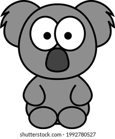 Grey koala, illustration, on a white background.