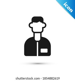 Icono del asistente del laboratorio gris aislado en fondo blanco.  Vector