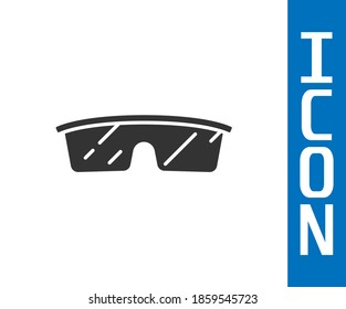 Grey Laboratory glasses icon isolated on white background.  Vector