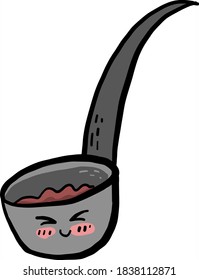 Grey ladle, illustration, vector on white background