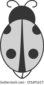 Grey ladybug, illustration, vector on white background.