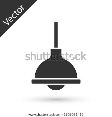 Grey Lamp hanging icon isolated on white background. Ceiling lamp light bulb. Vector.