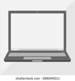A grey laptop with grey background vector