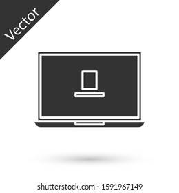 Grey Laptop icon isolated on white background. Computer notebook with empty screen sign.  Vector Illustration