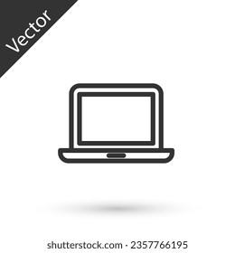 Grey Laptop icon isolated on white background. Computer notebook with empty screen sign. Vector