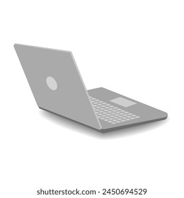 Grey laptop on a white background, vector illustration