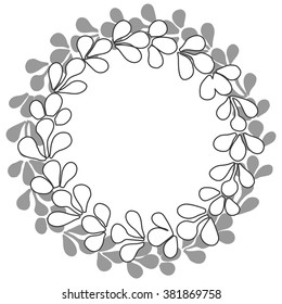 Grey laurel wreath frame isolated on white background
