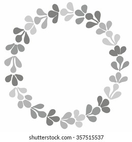 Grey laurel wreath vector frame on white background