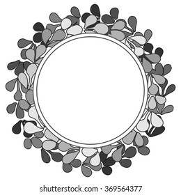 Grey laurel wreath vector frame on white background