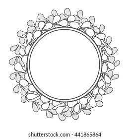 Grey laurel wreath vector frame isolated on white background