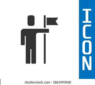 Grey Leader of a team of executives icon isolated on white background.  Vector
