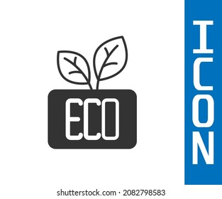 Grey Leaf Eco symbol icon isolated on white background. Banner, label, tag, logo, sticker for eco green.  Vector