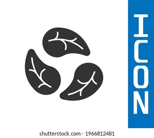 Grey Leaf icon isolated Grey background. Leaves sign. Fresh natural product symbol.  Vector