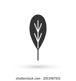 Grey Leaf icon isolated on white background. Leaves sign. Fresh natural product symbol.  Vector