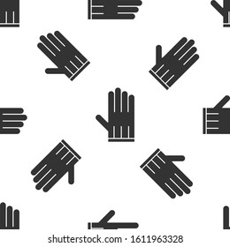 Grey Leather glove icon isolated seamless pattern on white background.  Vector Illustration