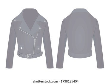 Grey leather jacket. vector illustration 