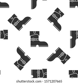 Grey Leather pirate boots icon isolated seamless pattern on white background.  Vector Illustration