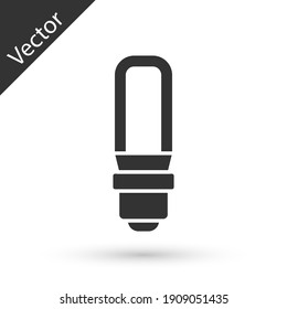 Icono de la bombilla LED gris aislado en fondo blanco. Bombilla de iluminación LED económica. Ahorra la lámpara de energía. Vector.