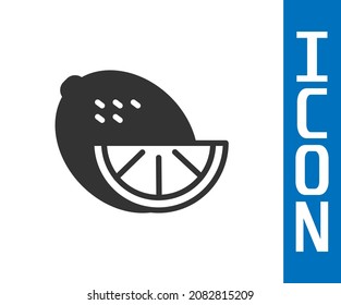 Graue Zitronensymbol einzeln auf weißem Hintergrund.  Vektorgrafik