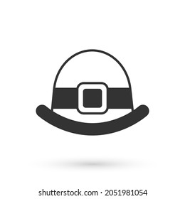Grey Leprechaun hat icon isolated on white background. Happy Saint Patricks day. National Irish holiday.  Vector