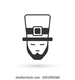 Grey Leprechaun icon isolated on white background. Happy Saint Patricks day. National Irish holiday.  Vector