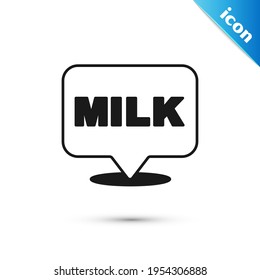 Grey Lettering milk icon isolated on white background. Hand written design for label, brand, badge.  Vector