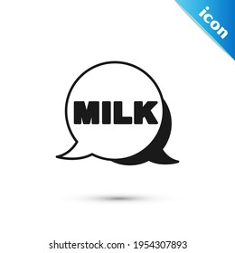Grey Lettering milk icon isolated on white background. Hand written design for label, brand, badge.  Vector